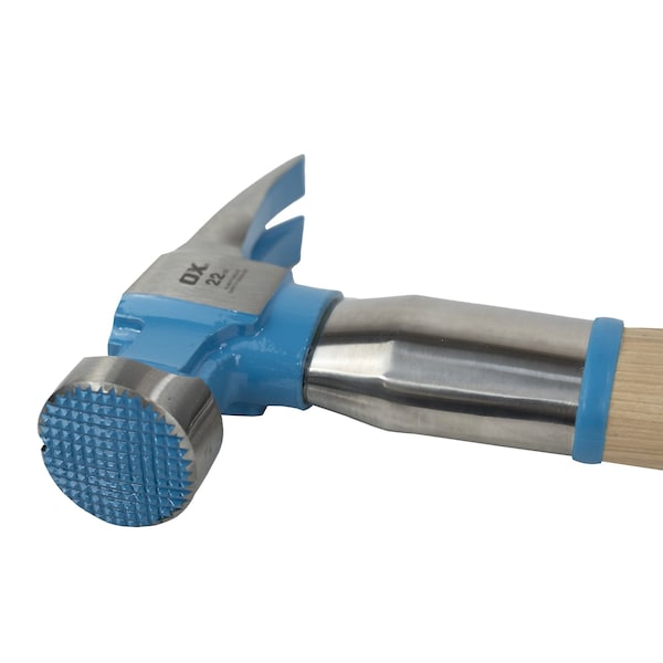 Ox Tools Pro 22-Ounce Milled Face Framing Hammer | Curved Hickory Handle w/ Steel Reinforcement - OX-P083522