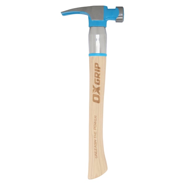 Ox Tools Pro 22-Ounce Milled Face Framing Hammer | Curved Hickory Handle w/ Steel Reinforcement - OX-P083522