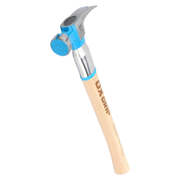 Ox Tools Pro 22-Ounce Milled Face Framing Hammer | Curved Hickory Handle w/ Steel Reinforcement - OX-P083522