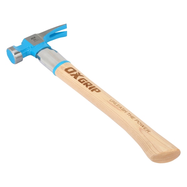 Ox Tools Pro 22-Ounce Milled Face Framing Hammer | Curved Hickory Handle w/ Steel Reinforcement - OX-P083522