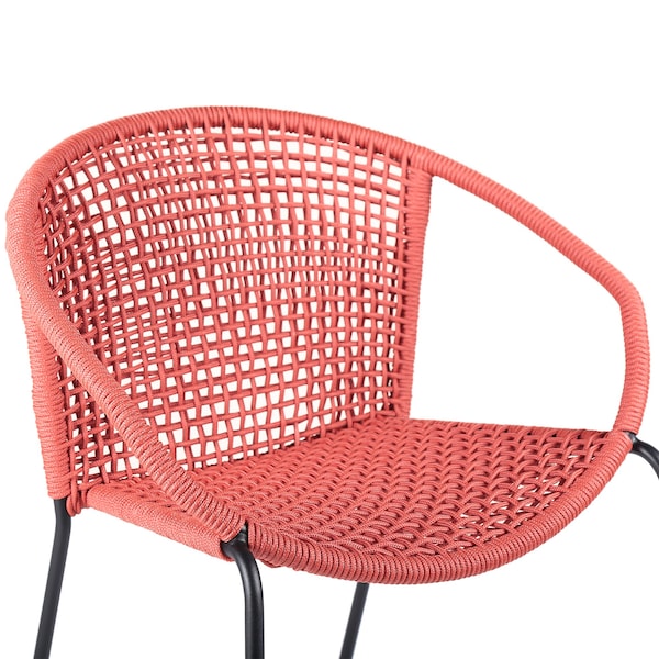 Armen Living Snack Indoor Outdoor Stackable Steel Dining Chair with Brick Red Rope - Set of 2 - LCSNSIBRK
