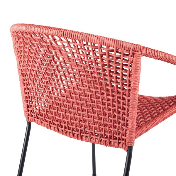 Armen Living Snack Indoor Outdoor Stackable Steel Dining Chair with Brick Red Rope - Set of 2 - LCSNSIBRK