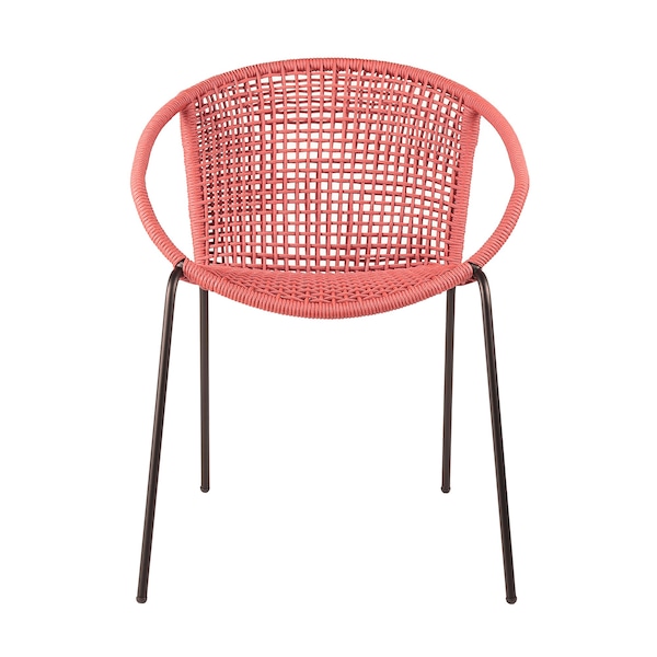 Armen Living Snack Indoor Outdoor Stackable Steel Dining Chair with Brick Red Rope - Set of 2 - LCSNSIBRK