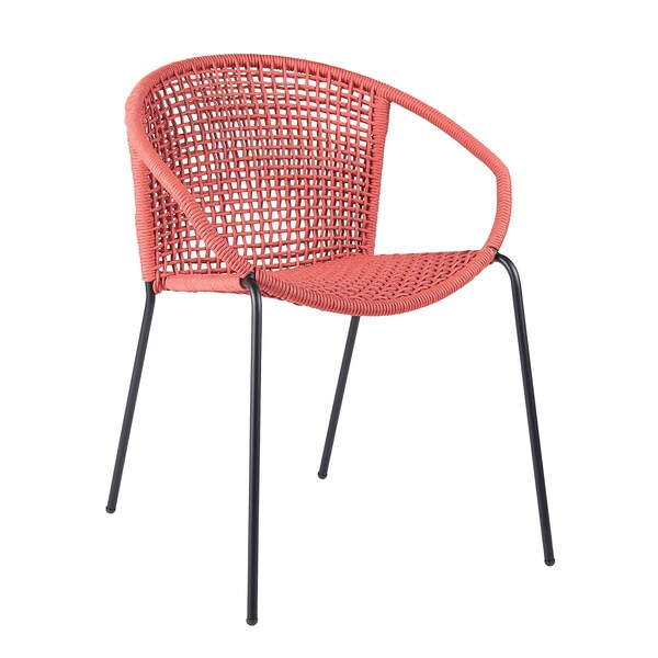 Armen Living Snack Indoor Outdoor Stackable Steel Dining Chair with Brick Red Rope - Set of 2 - LCSNSIBRK