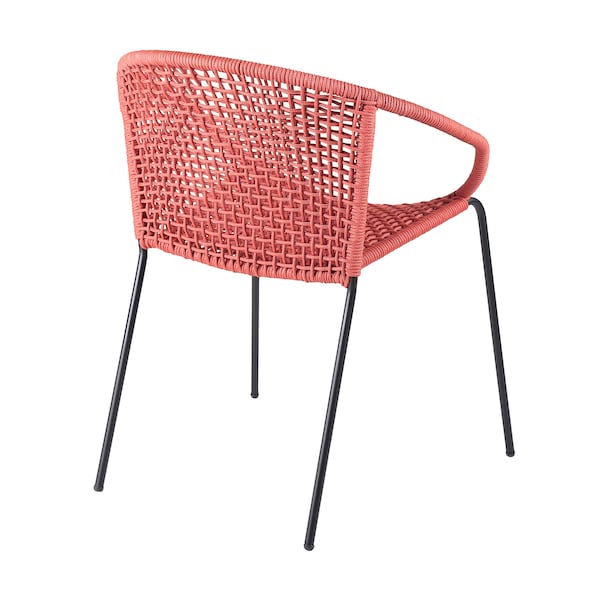 Armen Living Snack Indoor Outdoor Stackable Steel Dining Chair with Brick Red Rope - Set of 2 - LCSNSIBRK