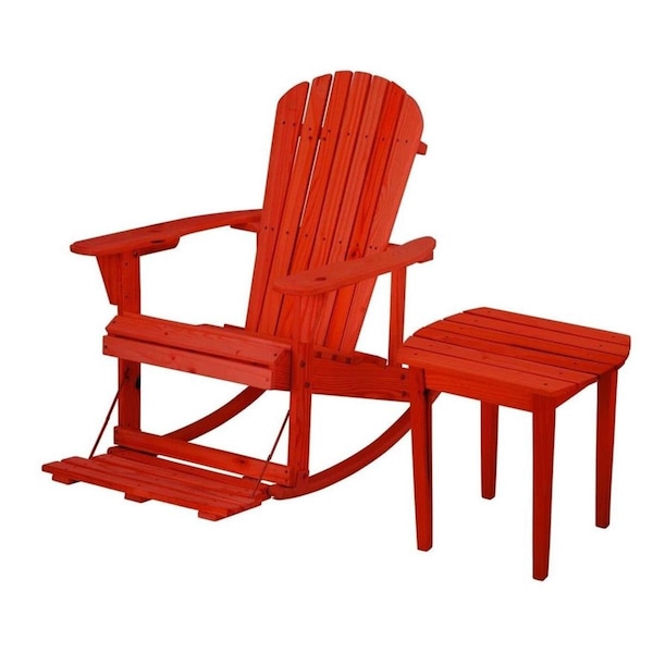 Cama Zero Gravity Collection Red Adirondack Rocking Chair with Built-in Footrest - CA3354214