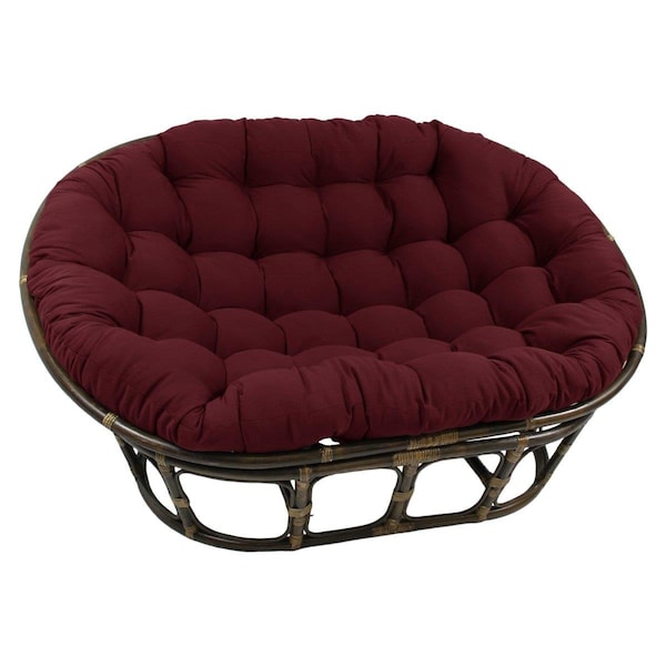 International Caravan 63 x 45 in. Rattan Double Papasan Chair with Twill Cushion, Burguandy - 3304-TW-BG