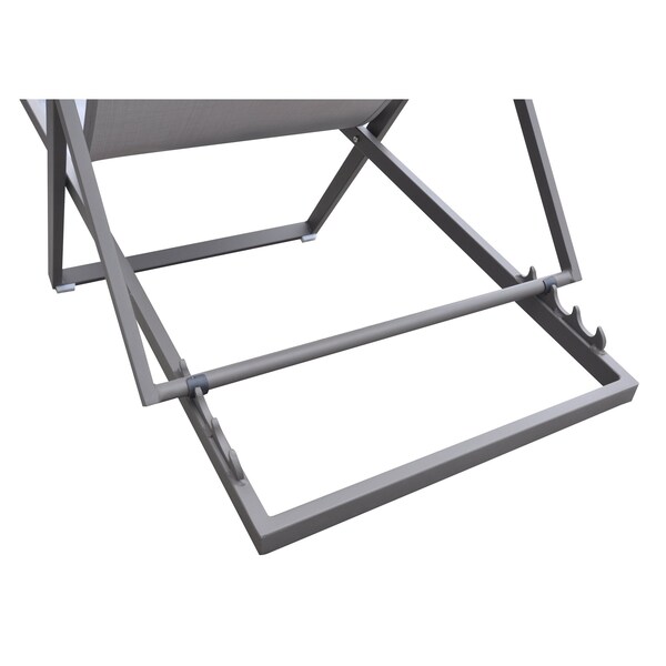Armen Living Wave Outdoor Patio Aluminum Deck Chair in Gray Powder Coated Finish with Gray Sling Textilene - LCWALOGR