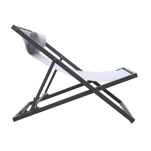 Armen Living Wave Outdoor Patio Aluminum Deck Chair in Gray Powder Coated Finish with Gray Sling Textilene - LCWALOGR