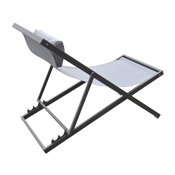 Armen Living Wave Outdoor Patio Aluminum Deck Chair in Gray Powder Coated Finish with Gray Sling Textilene - LCWALOGR