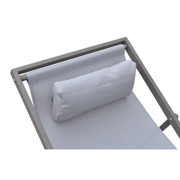 Armen Living Wave Outdoor Patio Aluminum Deck Chair in Gray Powder Coated Finish with Gray Sling Textilene - LCWALOGR