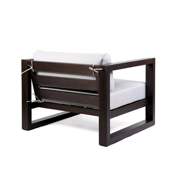 Armen Living Paradise Outdoor Dark Eucalyptus Wood Lounge Chair with Gray Cushions - LCPRCHLADK