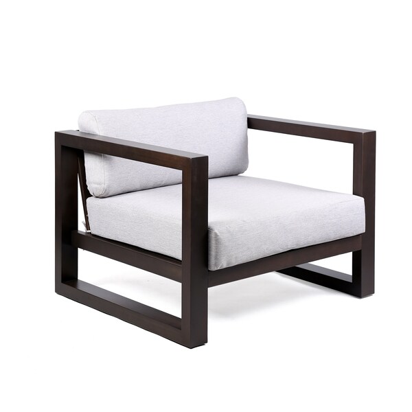 Armen Living Paradise Outdoor Dark Eucalyptus Wood Lounge Chair with Gray Cushions - LCPRCHLADK