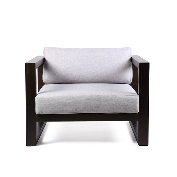 Armen Living Paradise Outdoor Dark Eucalyptus Wood Lounge Chair with Gray Cushions - LCPRCHLADK