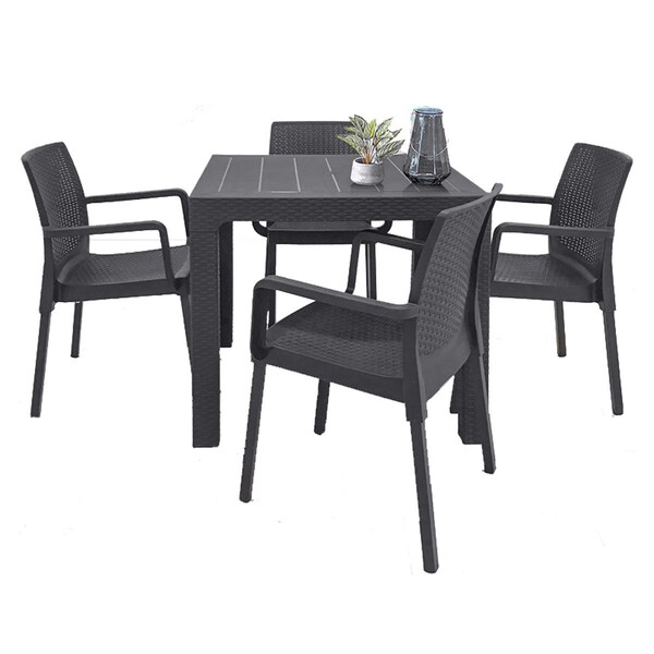 Rainbow Outdoor Napoli 5-Piece Dining Set-Anthracite - RBO-NAPOLI-ANT-5DA