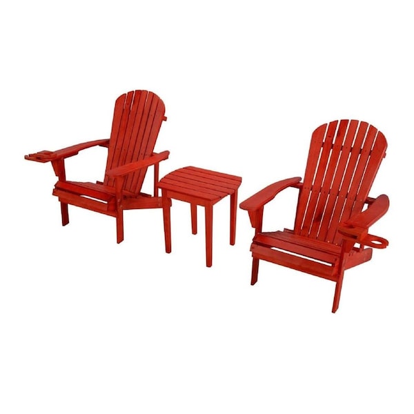 Bold Fontier Earth Collection Adirondack Chair with Phone & Cup Holder, Red - BO3282556