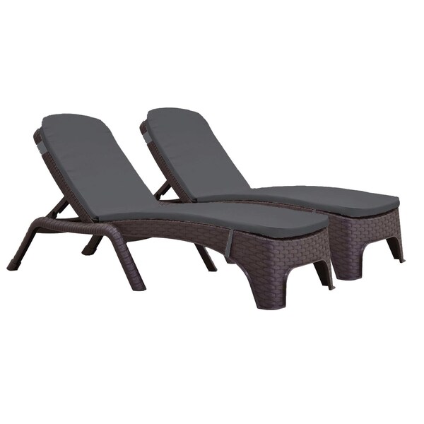Rainbow Outdoor Roma Set of 2 Chaise Lounger w/cushion-Brown - RBO-ROMA-BRW-2CL-CUSH