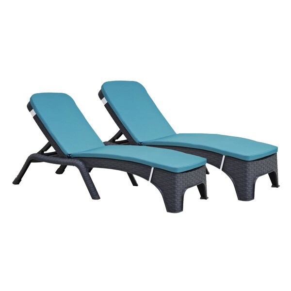 Rainbow Outdoor Roma Set of 2 Chaise Lounger w/cushion-Anthracite - RBO-ROMA-ANT-2CL-CUSH-TEA