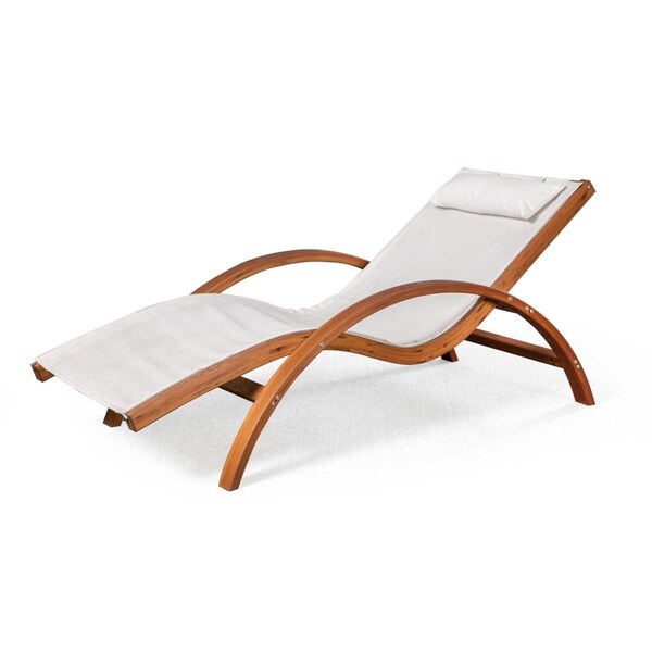 Blue Wave Bentwood Breeze Luxury Lounger with Wood Frame, Champagne - NU6901