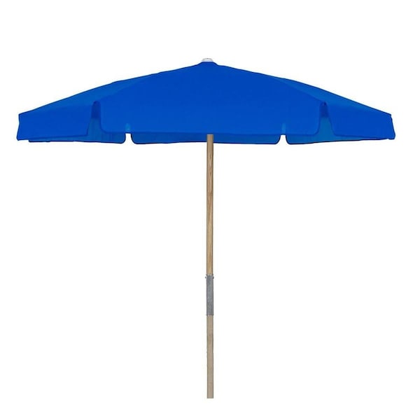 Fiberbuilt Home Fiberbuilt Home 7BPU-6R-WDO-TX-Pacific Blue 7.5 ft. Hex Beach Umbrella 6 Rib Push Up Natural Oak with Pacific Blue Vinyl Coated Weave Canopy - 7BPU-6R-WDO-TX-PACIFIC BLUE