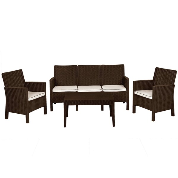 Rainbow Outdoor Nova 4-Piece Sofa Set with Cushions-Brown - RBO-NOVA-BRW-4PC-S