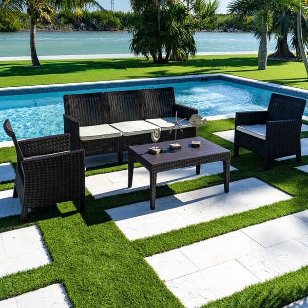 Rainbow Outdoor Nova 4-Piece Sofa Set with Cushions-Brown - RBO-NOVA-BRW-4PC-S