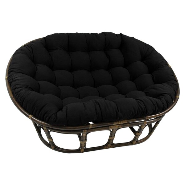 International Caravan 63 x 45 in. Rattan Double Papasan Chair with Twill Cushion, Black - 3304-TW-BK