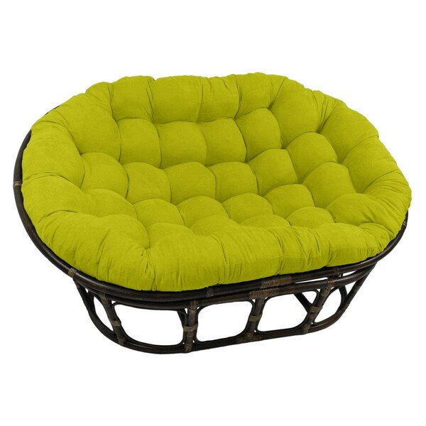 International Caravan 63 x 45 in. Rattan Double Papasan Chair with Microsuede Cushion, Green - 3304-MS-ML