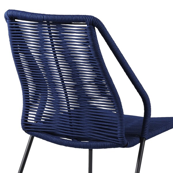 Armen Living Clip Indoor Outdoor Stackable Steel Dining Chair with Blue Rope - Set of 2 - LCCPSIBLUE