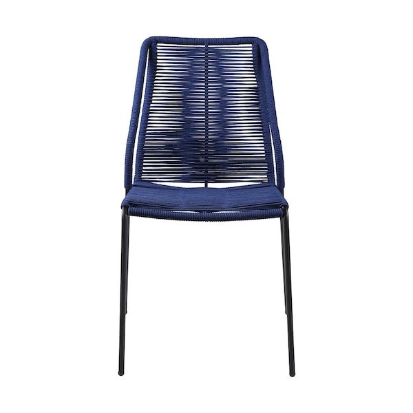 Armen Living Clip Indoor Outdoor Stackable Steel Dining Chair with Blue Rope - Set of 2 - LCCPSIBLUE