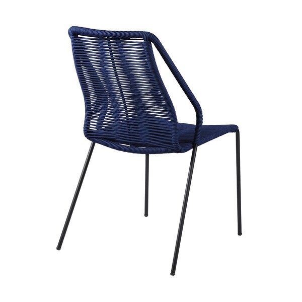 Armen Living Clip Indoor Outdoor Stackable Steel Dining Chair with Blue Rope - Set of 2 - LCCPSIBLUE