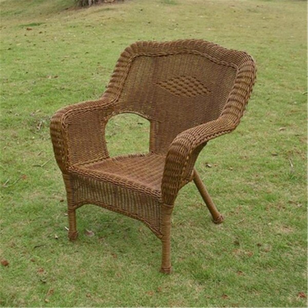 International Caravan Camelback Resin Wicker Patio Chair, Mocha Tan - 3180-1CH-MO