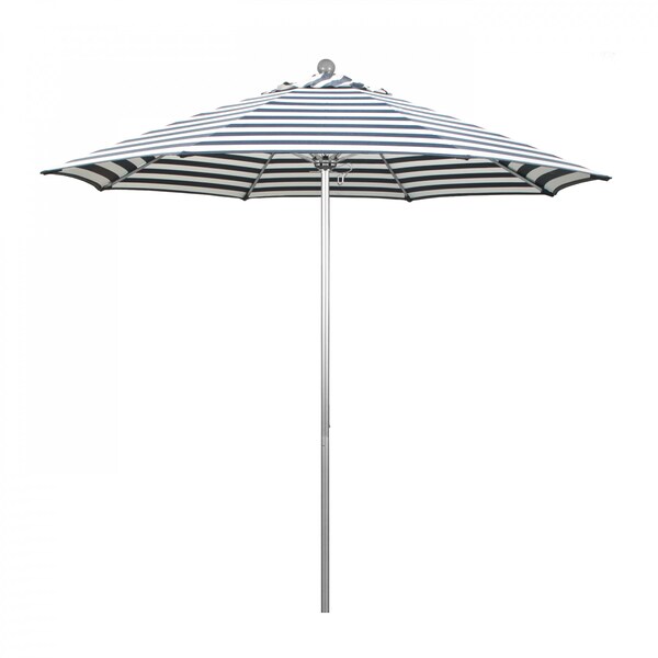 California Umbrella Patio Umbrella, Octagon, 103" H, Olefin Fabric, Navy White Cabana Stripe - 194061005972