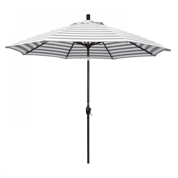 California Umbrella Patio Umbrella, Octagon, 101" H, Olefin Fabric, Gray White Cabana Stripe - 194061033470