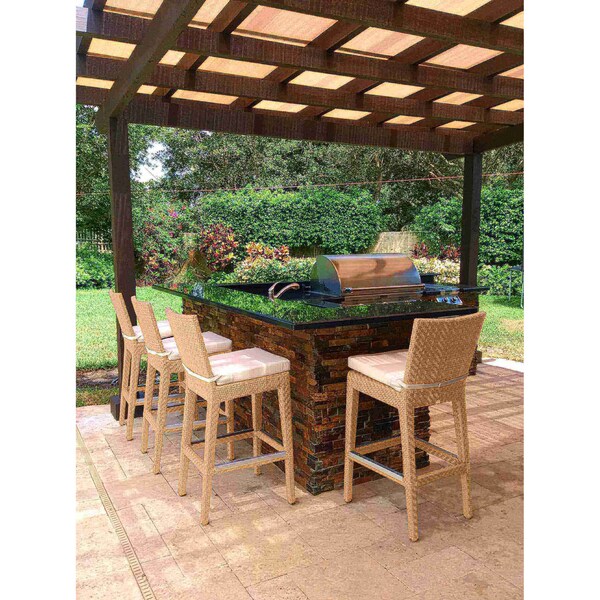 Panama Jack Outdoor Panama Jack Austin Barstool with Cushion - PJO-3801-NAT-BS-CUSH