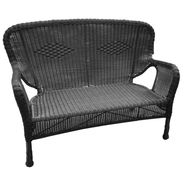 Jeco Windsor Wicker Patio Love Seat, Black - W00214-L