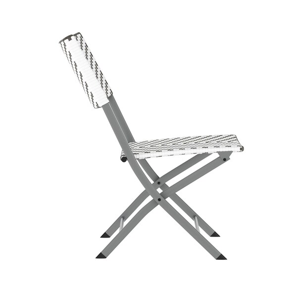 Flash Furniture Rouen 3-Pc Foldable French Bistro Set, PE Rattan Back, Seat and Table Top, Gray/White w/Steel Frame - FV-FWA085-GRYWHT-GRY-GG