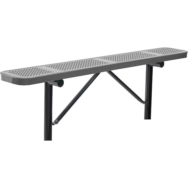 Global Industrial 6ft Outdoor Steel Flat Bench, Perforated Metal, In Ground Mount, Gray - 262075IGY