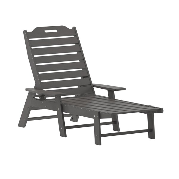 Flash Furniture Gray Adjustable Chaise Lounger with Cupholder, 2PK - 2-LE-HMP-2017-414-GY-GG