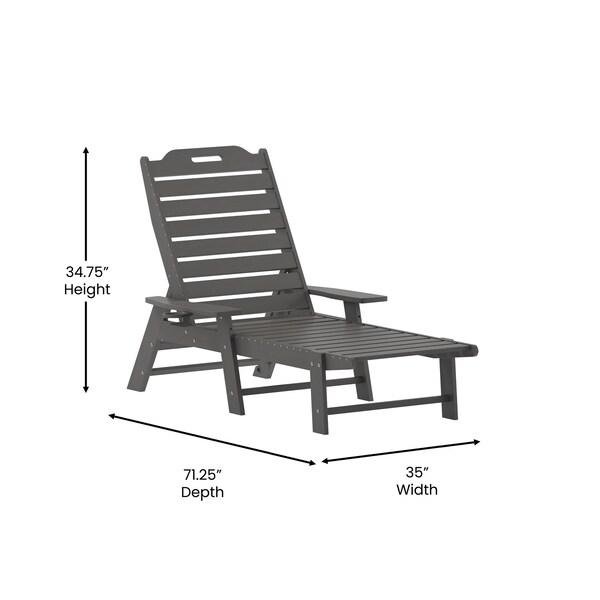 Flash Furniture Gray Adjustable Chaise Lounger with Cupholder, 2PK - 2-LE-HMP-2017-414-GY-GG