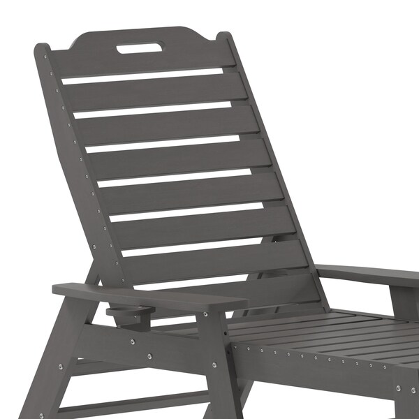 Flash Furniture Gray Adjustable Chaise Lounger with Cupholder, 2PK - 2-LE-HMP-2017-414-GY-GG