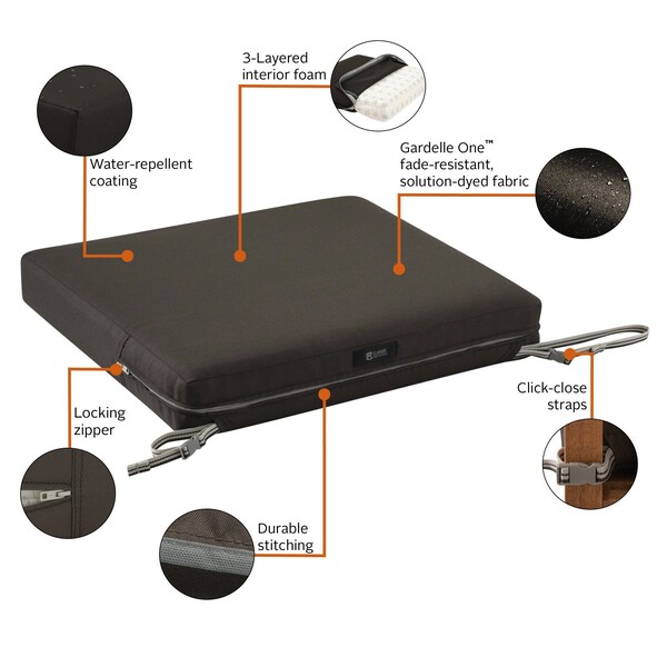 Classic Accessories Ravenna Seat Cushion, Espresso, 21"x19"x3" - 62-009-ESPRES-EC