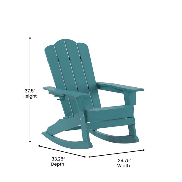 Flash Furniture Blue Adirondack Rocking Chair with Cupholder - LE-HMP-1044-31-BL-GG