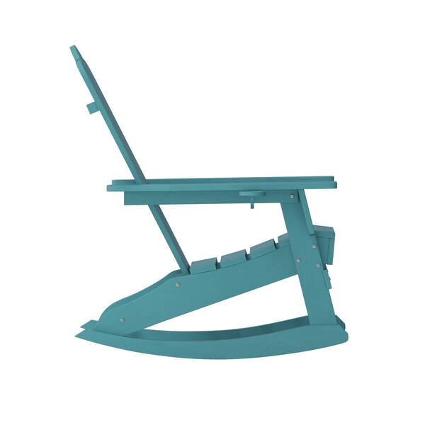 Flash Furniture Blue Adirondack Rocking Chair with Cupholder - LE-HMP-1044-31-BL-GG