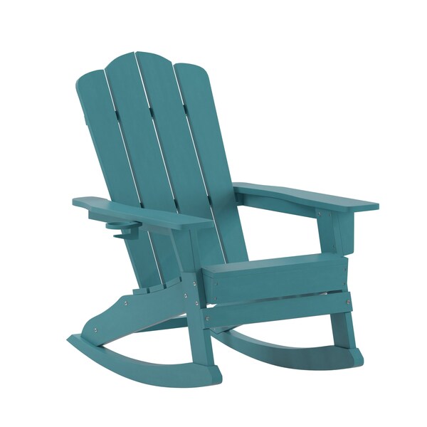 Flash Furniture Blue Adirondack Rocking Chair with Cupholder - LE-HMP-1044-31-BL-GG