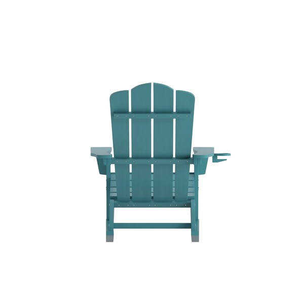 Flash Furniture Blue Adirondack Rocking Chair with Cupholder - LE-HMP-1044-31-BL-GG