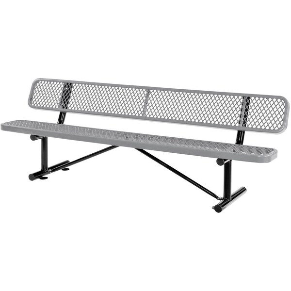Global Industrial 96L Expanded Metal Mesh Bench w/Back Rest, Gray - 277155GY
