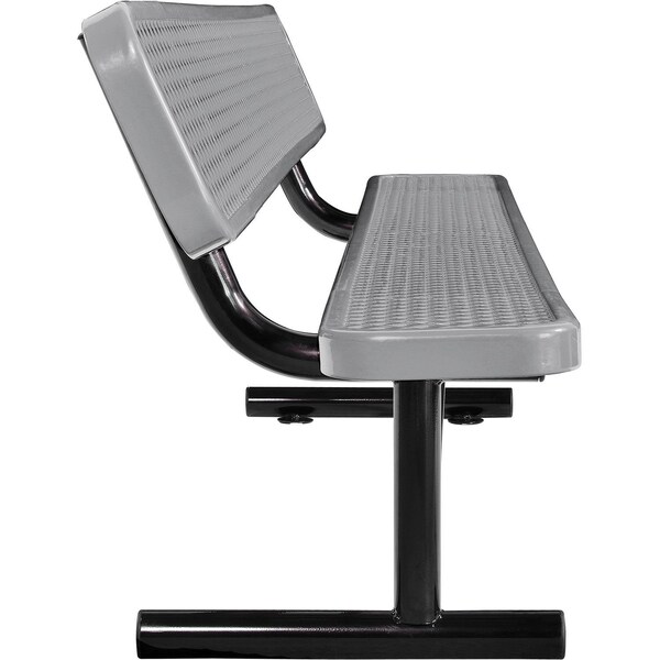 Global Industrial 96L Expanded Metal Mesh Bench w/Back Rest, Gray - 277155GY