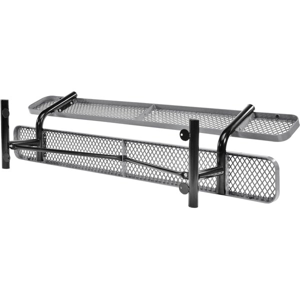 Global Industrial 96L Expanded Metal Mesh Bench w/Back Rest, Gray - 277155GY