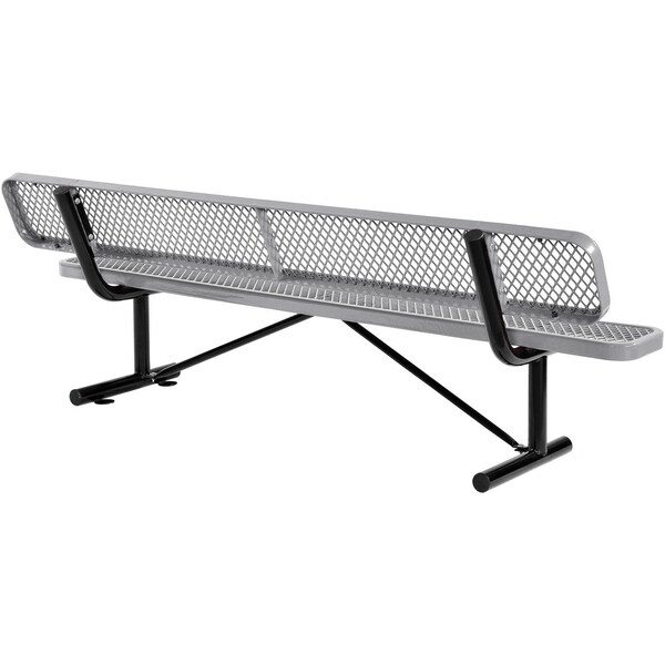 Global Industrial 96L Expanded Metal Mesh Bench w/Back Rest, Gray - 277155GY